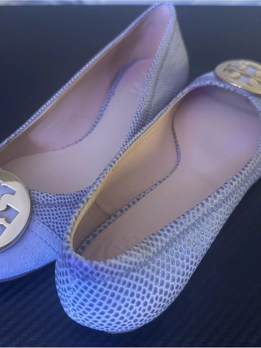 Tory Burch Snake-Embossed Logo Ballet Flat